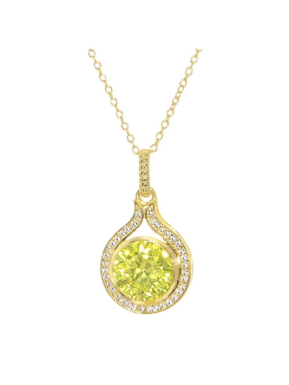 18k Gold over Silver Lemon & CZ Pendant with chain